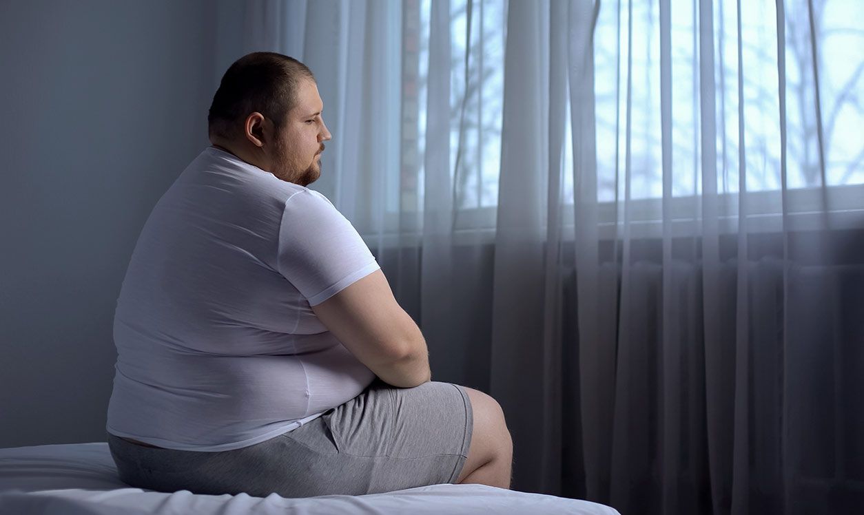 Obese man poor health